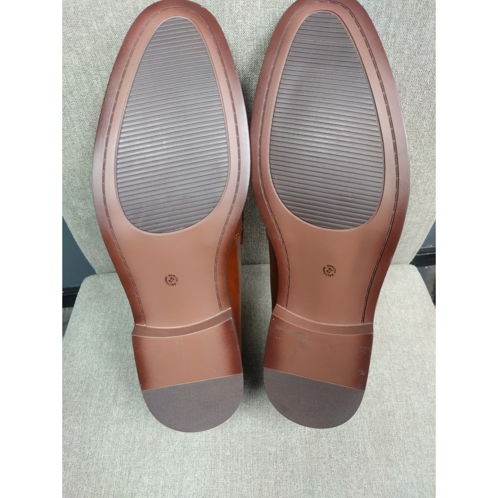 JF J Ferrar Harlow Mens Cognac Brown Woven Penny Loafers Dress Shoes 10M - Picture 7 of 7